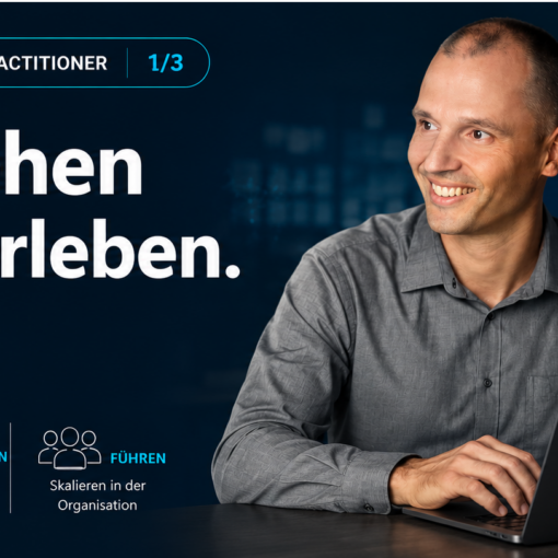 Führungskraft arbeitet selbst mit KI am Laptop, vom Entscheider zum AI-Practitioner